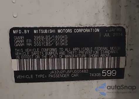 2015 Mitsubishi Lancer Es from USA, damaged, VIN JA32U2FU5FU000482
